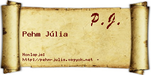 Pehm Júlia névjegykártya